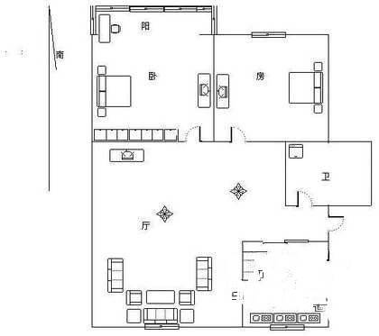 橡树园2室2厅1卫86㎡户型图