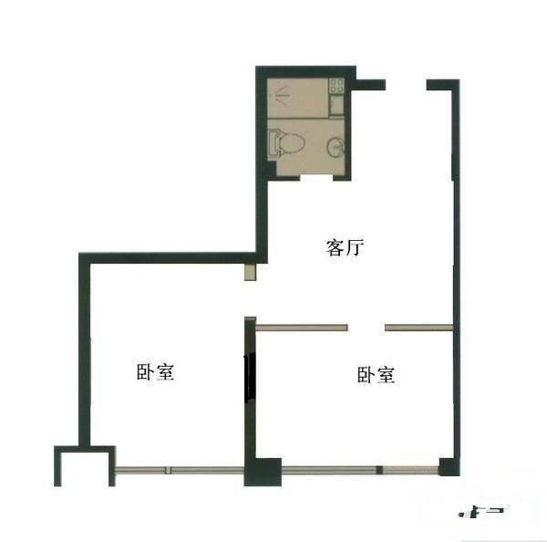 金沙居2室1厅1卫68㎡户型图