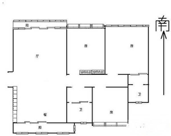 风林公寓3室2厅2卫137㎡户型图