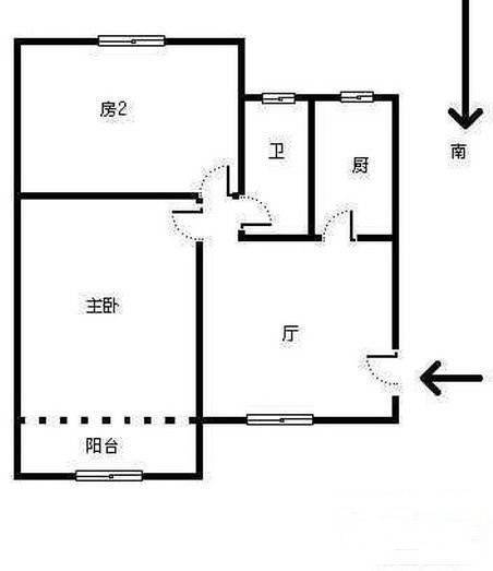 三里亭四区2室1厅1卫71㎡户型图