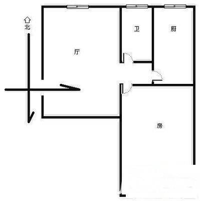 三里亭四区1室1厅1卫34㎡户型图