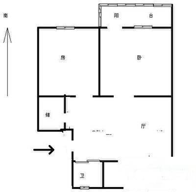 濮家新村2室1厅1卫57㎡户型图