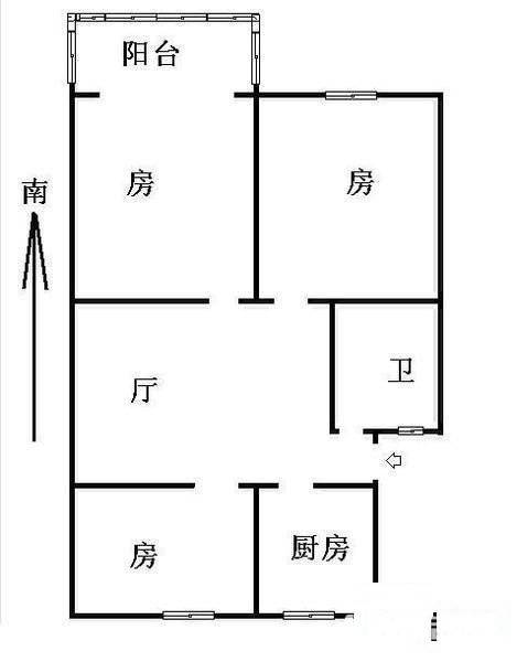 采荷翠柳3室1厅1卫62㎡户型图