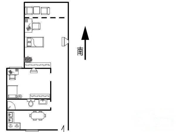 花园铁路新村2室1厅1卫61㎡户型图