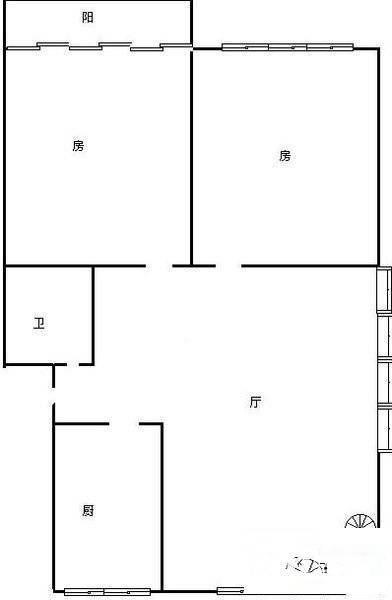 三华天运2室1厅1卫51㎡户型图