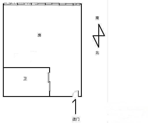 神州白云大厦1室0厅1卫39㎡户型图