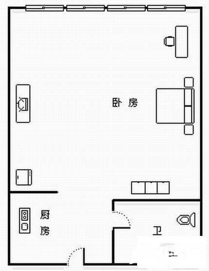 超级星期天公寓1室0厅1卫37㎡户型图