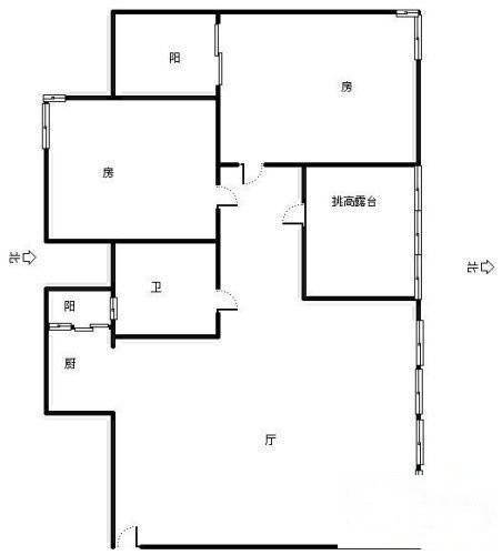 钱塘山水2室1厅1卫89㎡户型图