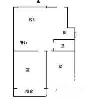 太阳国际2室2厅1卫84㎡户型图