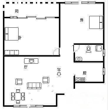 太阳国际2室2厅2卫133㎡户型图