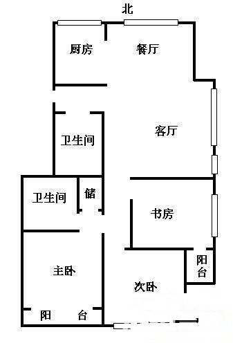 滨江江滨花园3室2厅2卫153㎡户型图