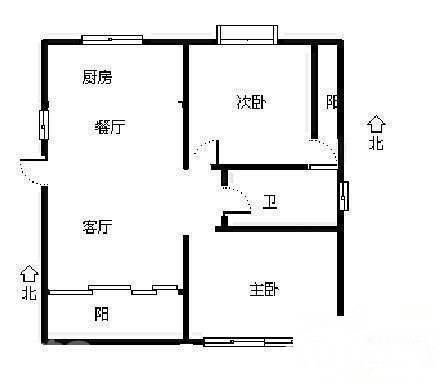 钱江MOHO2室2厅1卫45㎡户型图