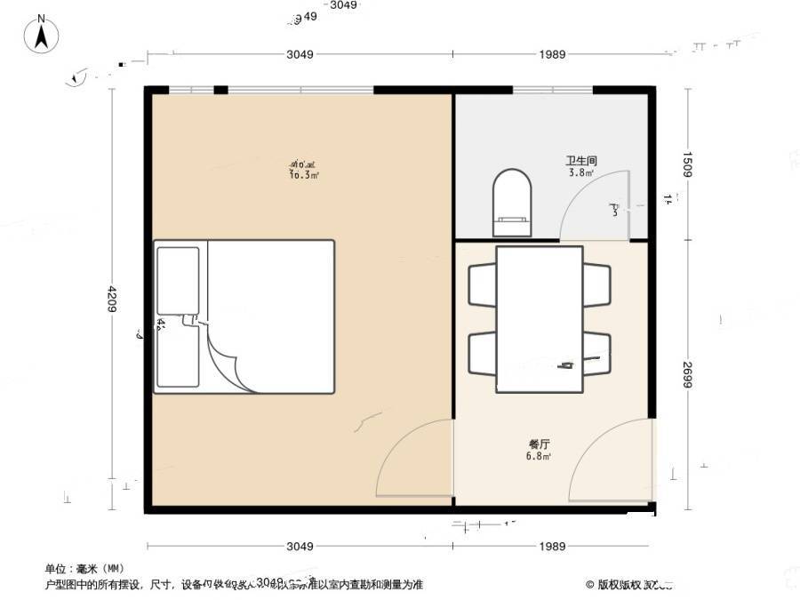 南班巷1室1厅1卫28.7㎡户型图