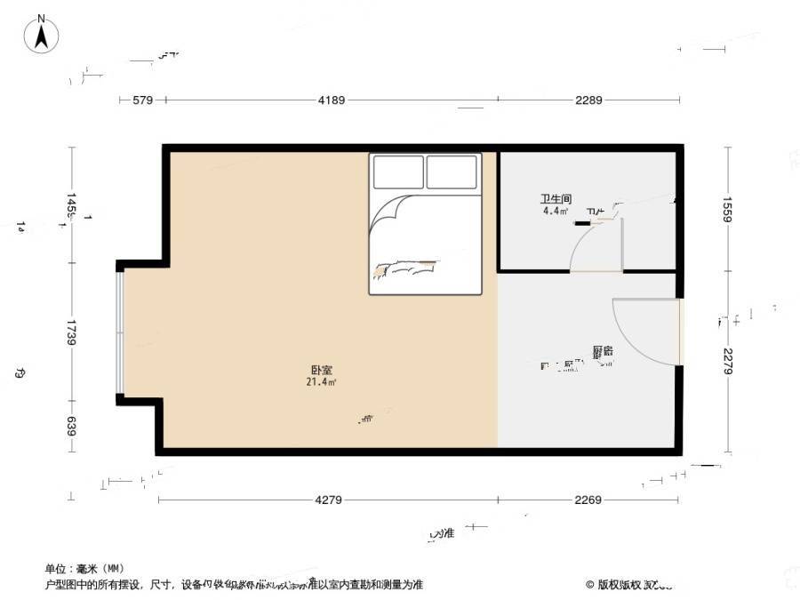 今日嘉园1室1厅1卫40.3㎡户型图