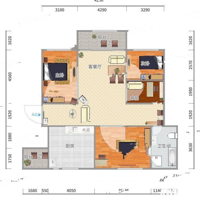 竹海水韵润泽园4室0厅0卫151㎡户型图