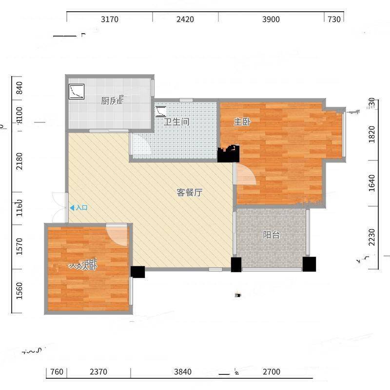 翡翠城梅苑2室0厅0卫82㎡户型图