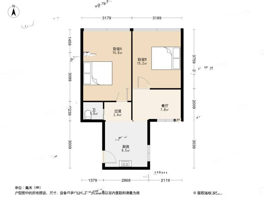 江山弄2室1厅1卫49㎡户型图