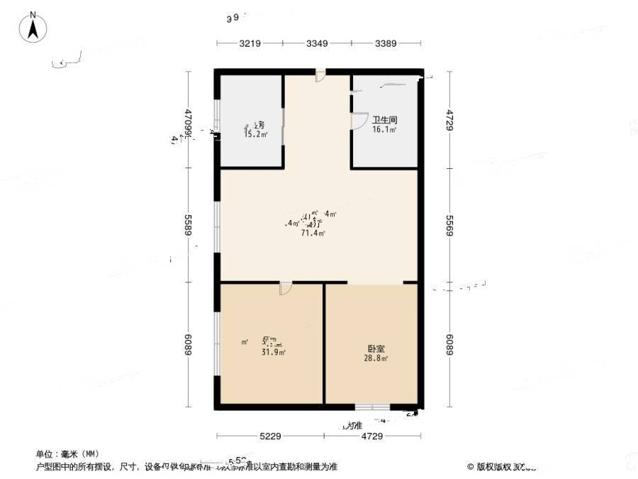 泰和花园1室1厅1卫65㎡户型图