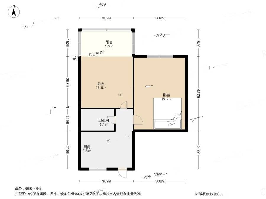 濮家新村2室0厅1卫46㎡户型图