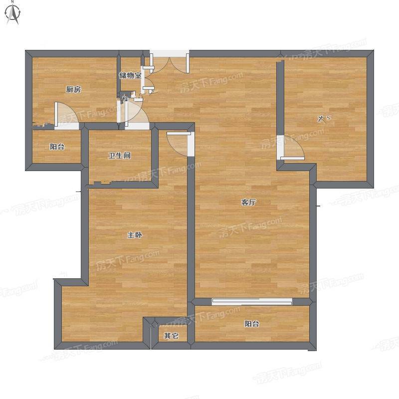 翠微新城2室1厅0卫90㎡户型图