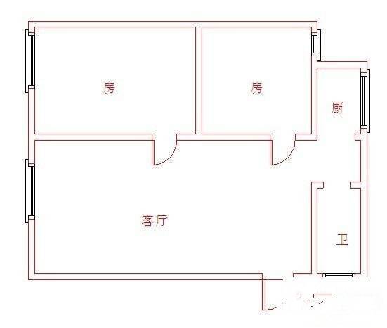 天顺园小区2室2厅1卫83㎡户型图