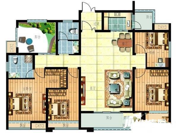 天顺园小区4室2厅2卫156㎡户型图