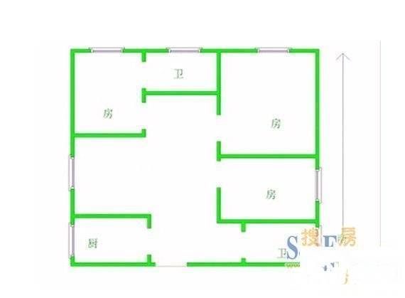 博学社区2室2厅1卫74㎡户型图