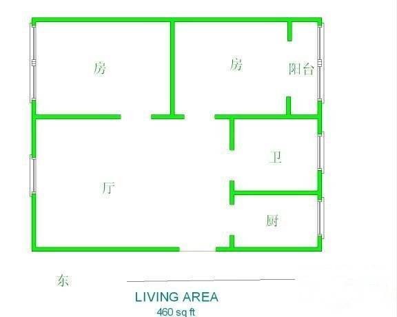 宝丰一路小区2室1厅1卫74㎡户型图