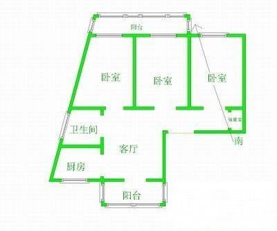 宝丰一路小区3室1厅1卫105㎡户型图