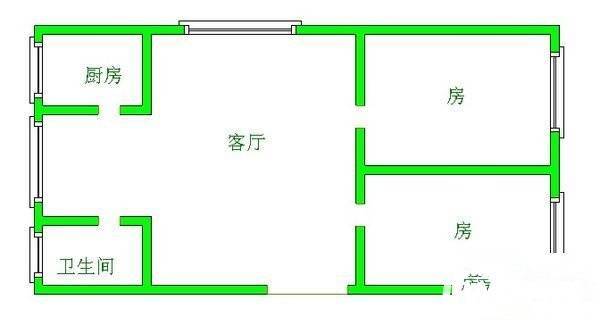 武胜路电车村小区2室2厅1卫90㎡户型图