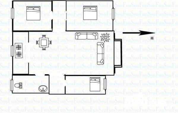 金鹤园二期2室2厅1卫104㎡户型图