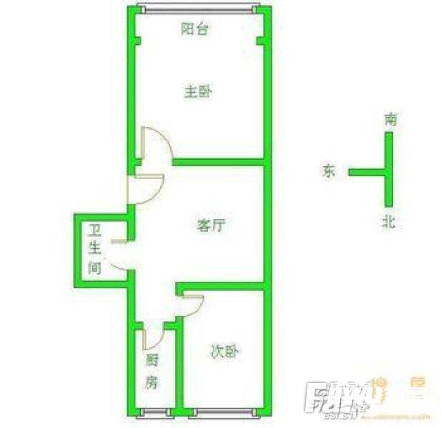 金鹤园三期2室2厅1卫80㎡户型图