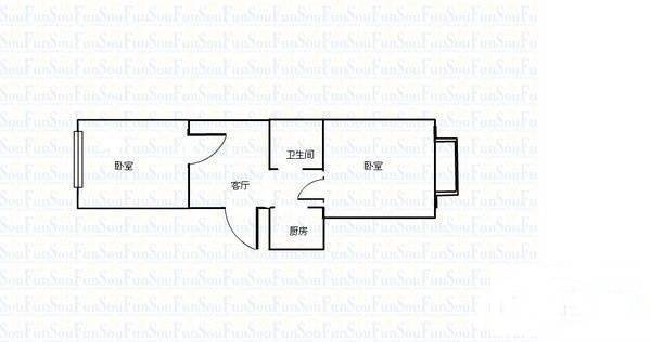 汉中小区2室1厅1卫58㎡户型图