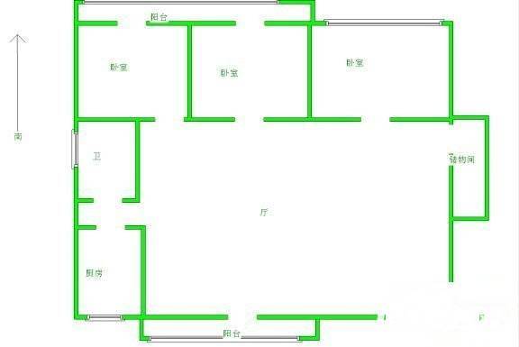 振升公寓楼2室1厅1卫90㎡户型图