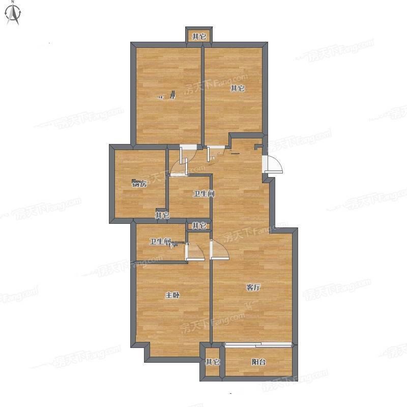 建国小区3室1厅0卫114㎡户型图