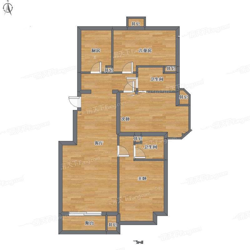 建国小区3室1厅0卫114㎡户型图