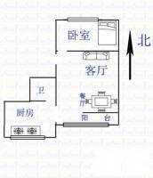 洗马红旗小区1室1厅1卫36㎡户型图