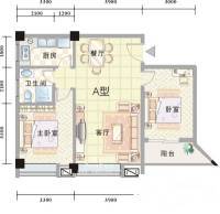 东方华庭2室2厅1卫85.7㎡户型图