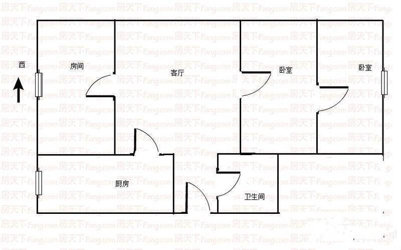 梅家山公寓3室1厅1卫77㎡户型图