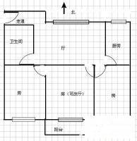 何家垅工人村3室1厅1卫88㎡户型图