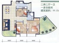 小东门凯乐花园2室2厅1卫99.8㎡户型图