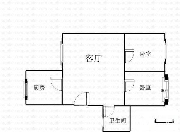 紫菘武庆花园2室1厅1卫96㎡户型图
