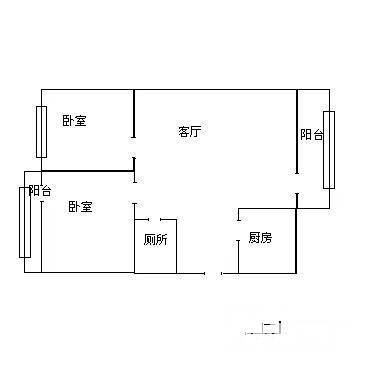 古田四路社区2室2厅1卫83㎡户型图