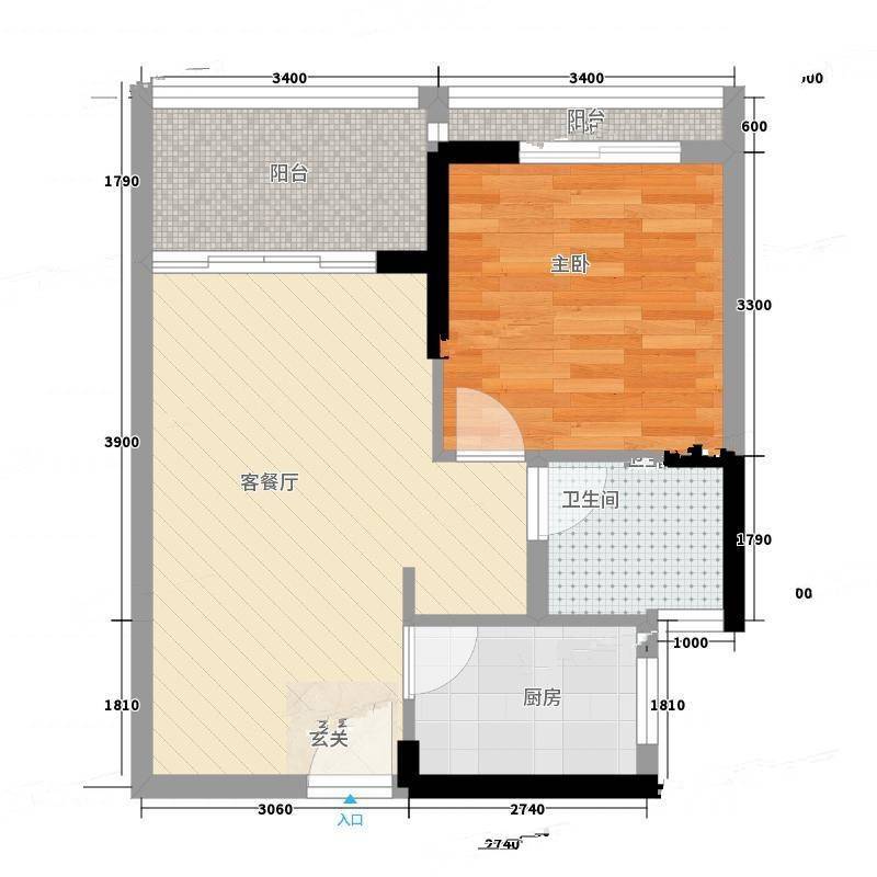 澜桥康城二期观澜郡1室0厅0卫61㎡户型图