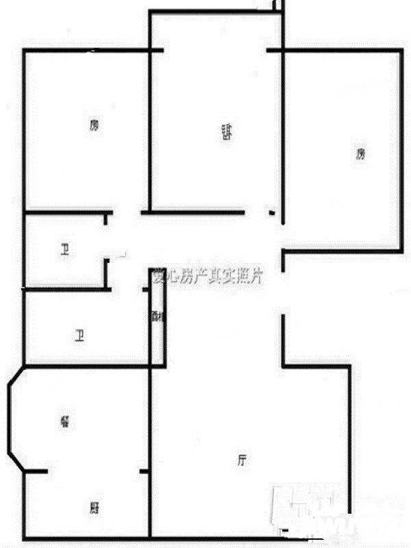 港口家园3室1厅1卫100㎡户型图