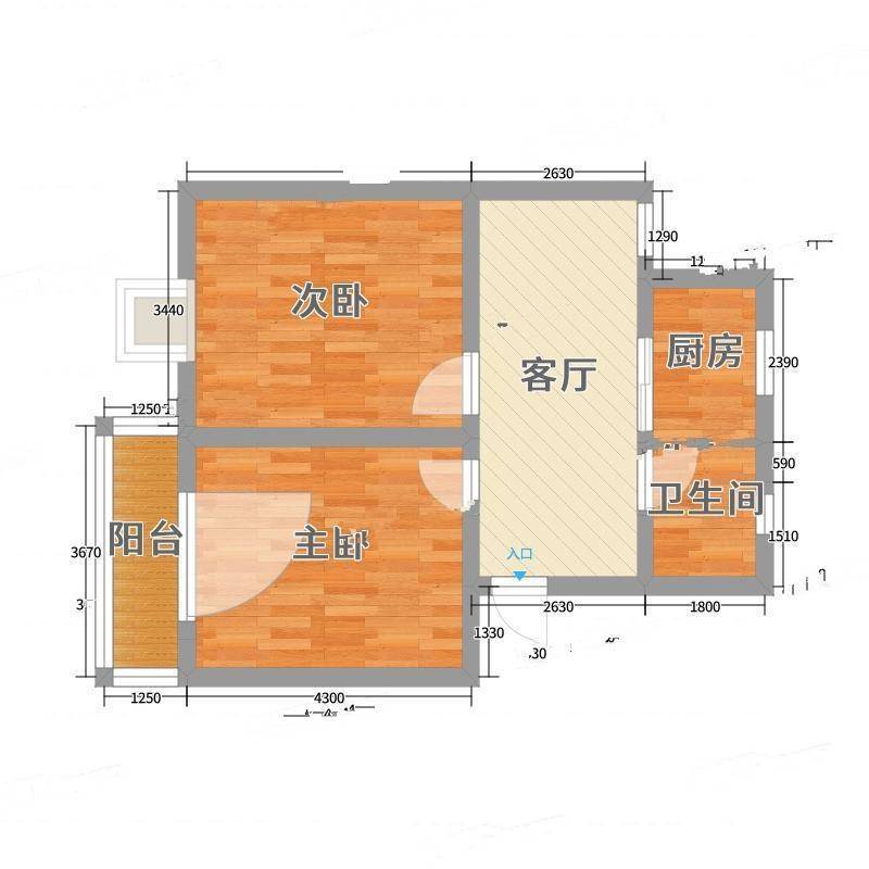 康华二村2室0厅0卫62㎡户型图