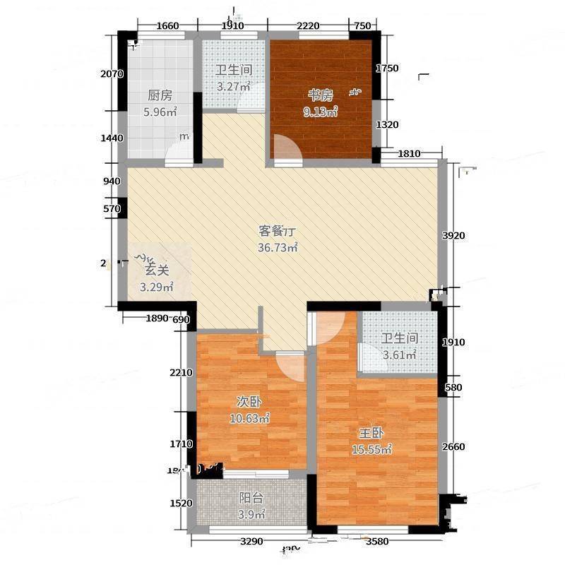 锦宸国际花园3室0厅0卫111㎡户型图