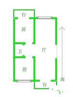 塘沽珠江里2室1厅1卫58㎡户型图