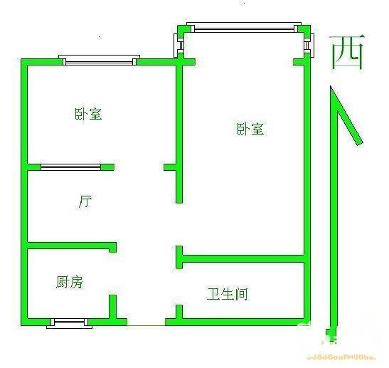 金泰新村2室1厅1卫54㎡户型图