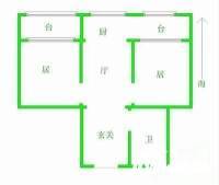 双峰里2室1厅1卫56㎡户型图